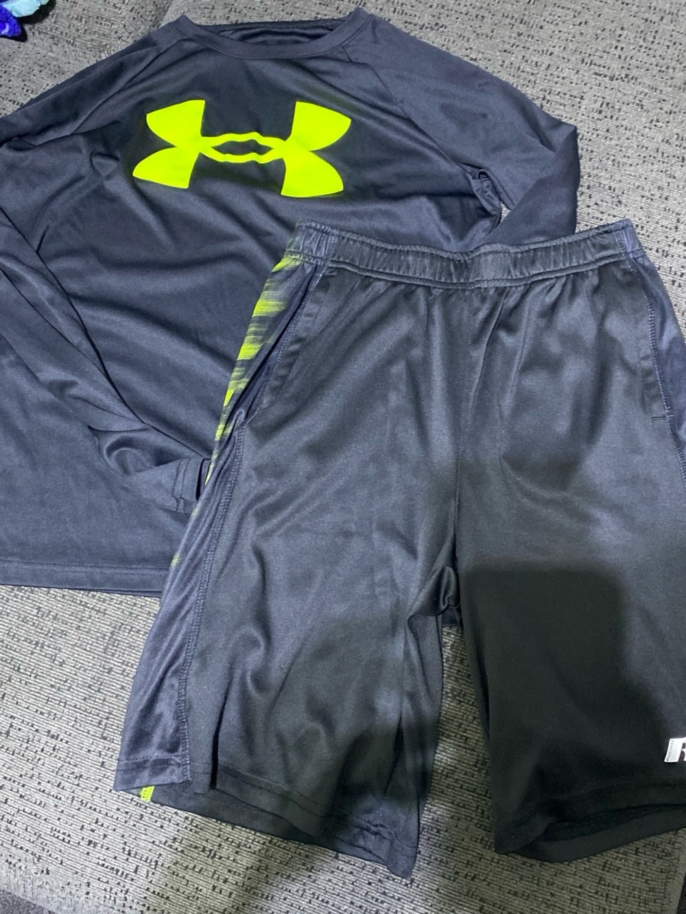 Under Armour Boys Black Active Set with Neon Yellow Accents